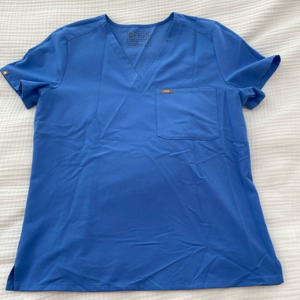 Figs Catarina One-Pocket Scrub Top size M blue